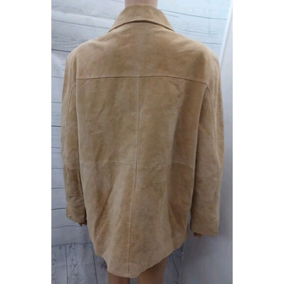 Vtg Terry Lewis Classic Luxuries Beige 100% Leather Zip Jacket L - Picture 8 of 12